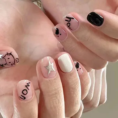 Короткий набор накладных ногтей, милый мультяшный рисунок с рисунком кошки  ручной росписи, набор из 24 накладных ногтей + один клей - купить с  доставкой по выгодным ценам в интернет-магазине OZON (1144278432)
