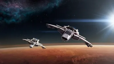 Обои на рабочий стол Космические корабли пролетают над планетой, by Swang,  обои для рабочего стола, скачать обои, обои бесплатно