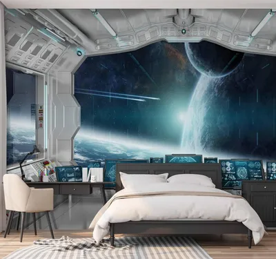 Огромный космический корабль на красивом фоне - обои на рабочий стол