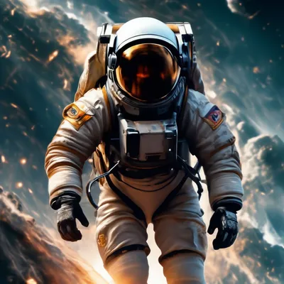 Рисунок космонавта в космосе, красиво…» — создано в Шедевруме