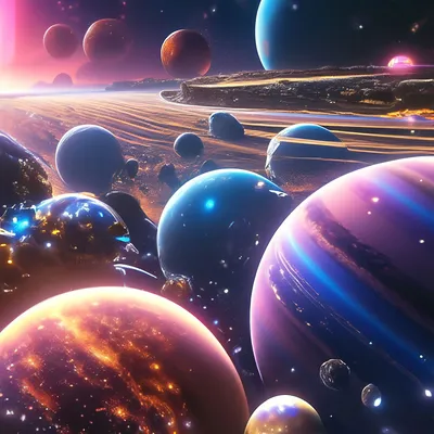 Парад планет, вид из космоса, …» — создано в Шедевруме