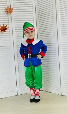 Детский новогодний костюм гнома - костюм эльфа для мальчика
