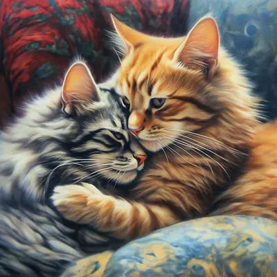 Картина \"Рыжее счастье\". Влюбленные коты, котики в интернет-магазине  Ярмарка Мастеров по цене 5000 ₽ – SN72KRU | Картины, Самара - доставка по  России