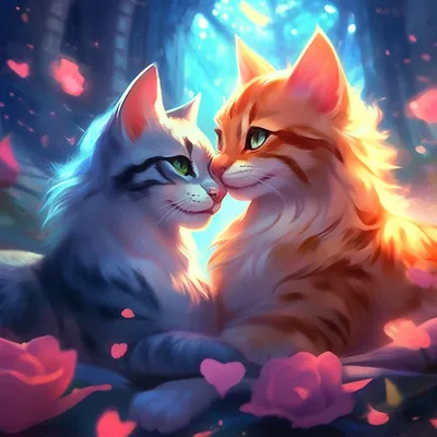 Кошка и кот любовь в стиле …» — создано в Шедевруме