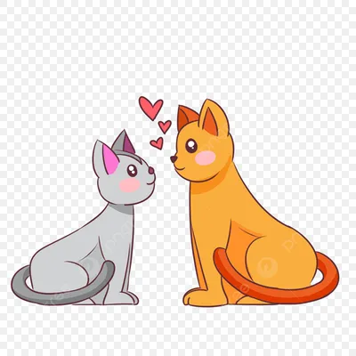 Две кошки Любовь кота Любящий кот Иллюстрация пара кошек PNG , кошка  клипарт, милый котёнок, оранжевый кот PNG картинки и пнг PSD рисунок для  бесплатной загрузки