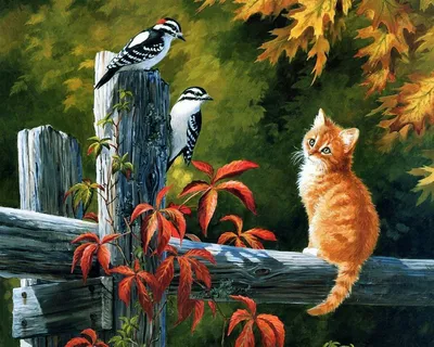 LinxOne картина на экокоже \"Кот осень рыжий кошка осен\" / декор для дома /  интерьер / подарок / на стену / на кухню | AliExpress
