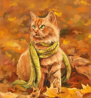 Кот , осень, вайб, кот в пальто, …» — создано в Шедевруме