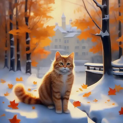 осенний кот | Иллюстрации, Кот, Осень