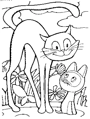 Раскраска Черный кот и Гав | Раскраски Котенок по имени Гав