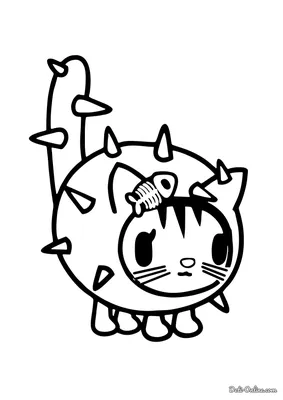 Раскраска Кот с рыбками | Раскраски антистресс Кошки. Сложные раскраски с  кошками для взрослых.
