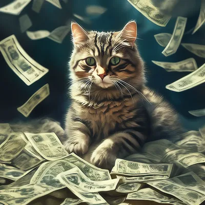 Картина по номерам \"Кот с деньгами\" (с золотой краской) : цена 292 грн -  купить Рисование на ИЗИ | Киев