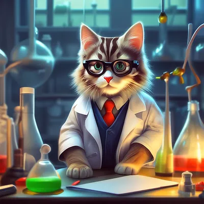 Кот учёный. реалистичное фото» — создано в Шедевруме