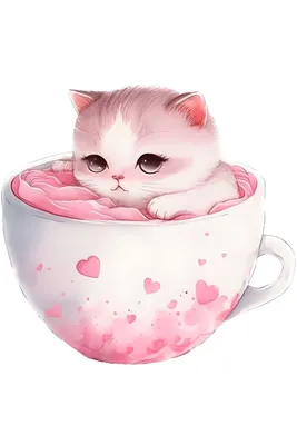 Kitten in a cup. Котик в чашке. PNG. | Самые милые животные, Милые котики,  Картинки с щенками