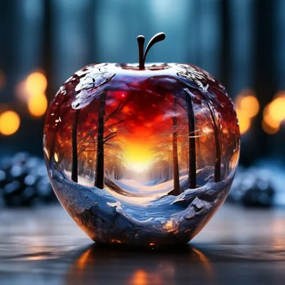 Зима, эпическое хрустальное яблоко с…» — создано в Шедевруме