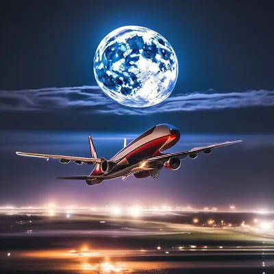 Суперлуние+самолет+красивое фото+…» — создано в Шедевруме