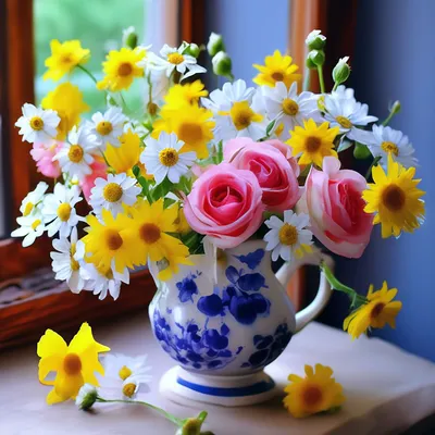 Красивые цветы 🌹розы васельки 🌸 🌼…» — создано в Шедевруме
