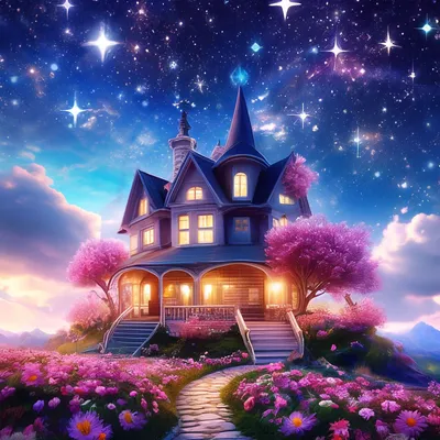 Волшебное красивий домик цветами …» — создано в Шедевруме