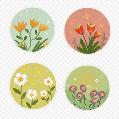 Четыре красивых наклейки с изображением цветов PNG , наклейки на цветы,  Цветы, милые наклейки PNG картинки и пнг PSD рисунок для бесплатной загрузки