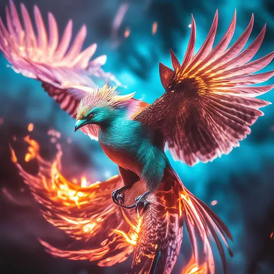 Красивая магическая птица феникс в …» — создано в Шедевруме