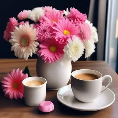 Кофе и цветы в стаканчике - 67 фото