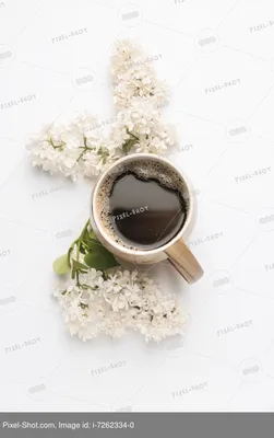Кофе Чашке Красивые Цветы Столе стоковое фото ©alyunya_ 248879912