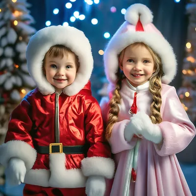 Красивые дети в новогодних …» — создано в Шедевруме