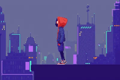 Дом в ночном небе pixel art retro…» — создано в Шедевруме