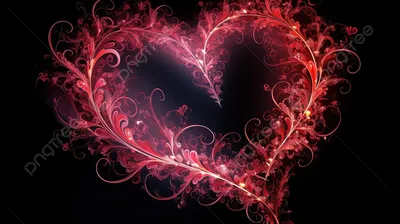 красное сердце с завитками на черном фоне, красивые картинки с сердечками,  любовь, сердце фон картинки и Фото для бесплатной загрузки