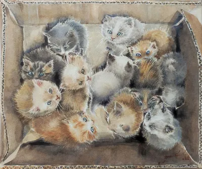Супер красивая открытка с пушистыми котятами в очках - Из рубрики \"Красивые  открытки бесплатно\" | Нейронный Арт | Дзен