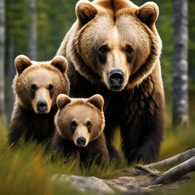 Медведица с медвежатами, детальная …» — создано в Шедевруме