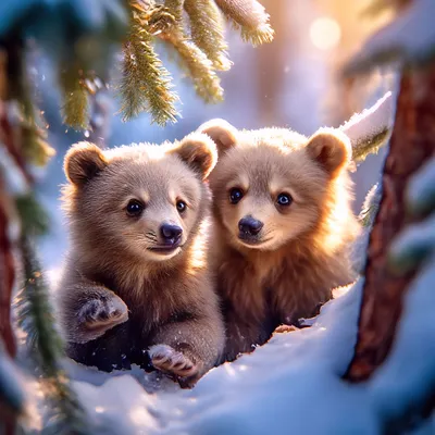 Милые пушистые, малыши медвежата …» — создано в Шедевруме