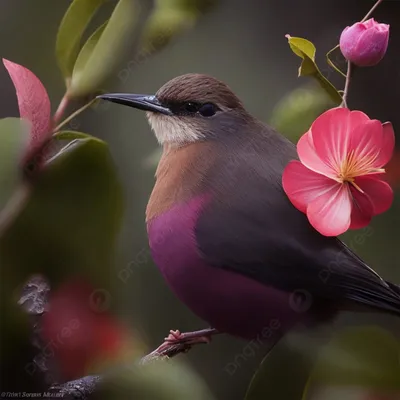 Цветок и птицы акварели нарисованные рукой красочные красивые Иллюстрация  вектора - иллюстрации насчитывающей элегантность, декоративно: 103399014