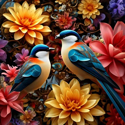 Красивая птица и красивые цветы красные Стоковое Фото - изображение  насчитывающей свобода, красивейшее: 192192258