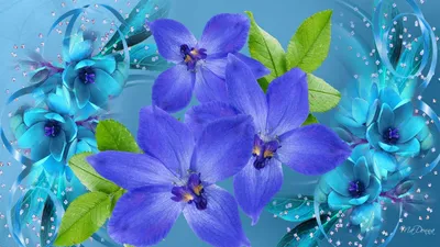 Красивые синие цветы» — создано в Шедевруме