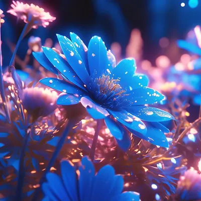Красивые синие цветы. Гипер …» — создано в Шедевруме