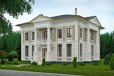 Проект красивого классического двухэтажного дома с большим гаражом S8-224-2  (Бриллиантовая Вилла). Фото, планы и цены