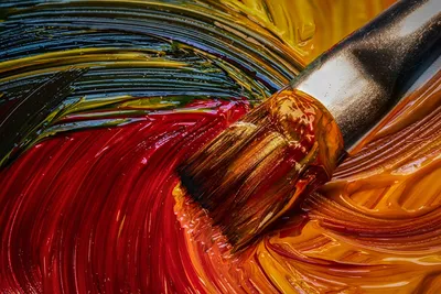 Акварельные яркие краски и кисточка для рисования и творчества foto de  Stock | Adobe Stock