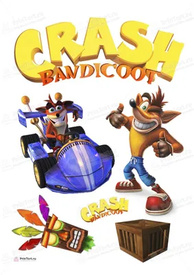 Картинка для торта \"Крэш Бандикут Crash Bandicoot\" - PT106361 печать на  сахарной пищевой бумаге