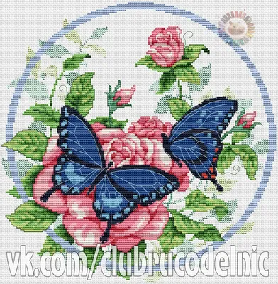 Бабочки и розочка. Схема вышивки крестом – купить в интернет-магазине  HobbyPortal.ru с доставкой