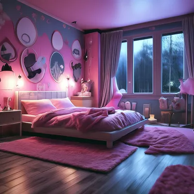 Милая уютная комната, розовые обои …» — создано в Шедевруме