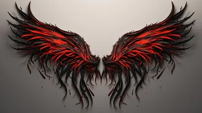 Красные и черные крылья демона на белом фоне | Премиум Фото