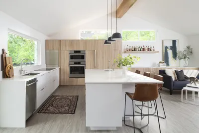 Дизайн Кухня-гостиная в стиле Современный в сером цвете №13026