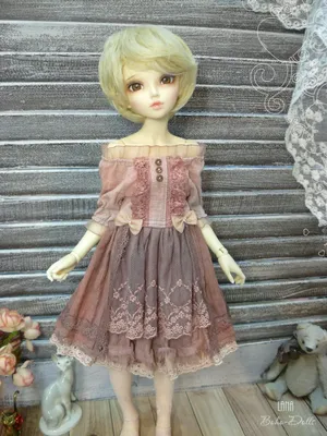Minifee dress in vintage style, bjd clothes for your dolls