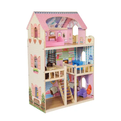 Кукольный дом из фанеры с деревом 53x20x50 см + подарок; деревянный кукольный  домик конструктор | AliExpress