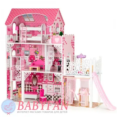 Деревянный кукольный домик для кукол Барби (\"Вилла большая\")