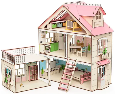 Деревянный кукольный домик с мебелью для кукол Барби и других до 30 см -  купить с доставкой по выгодным ценам в интернет-магазине OZON (155290730)