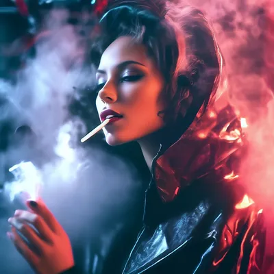 Девушка курит стик, на льдинки» — создано в Шедевруме