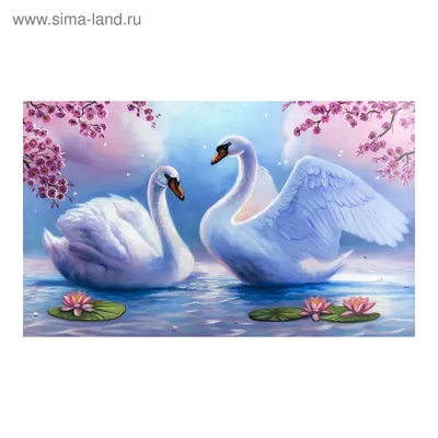 Картина на холсте \"Лебеди на пруду\" 60*100 см (3674887) - Купить по цене от  1 040.00 руб. | Интернет магазин SIMA-LAND.RU