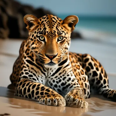 Леопард на пляжу» — создано в Шедевруме
