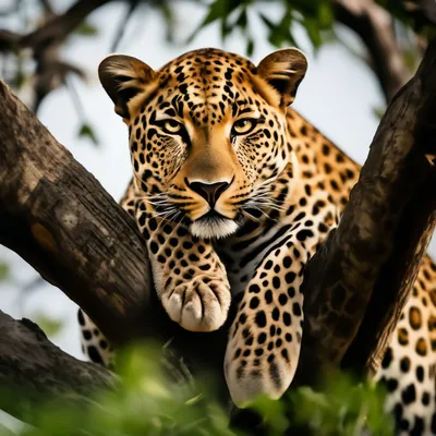 Леопард на дереве» — создано в Шедевруме